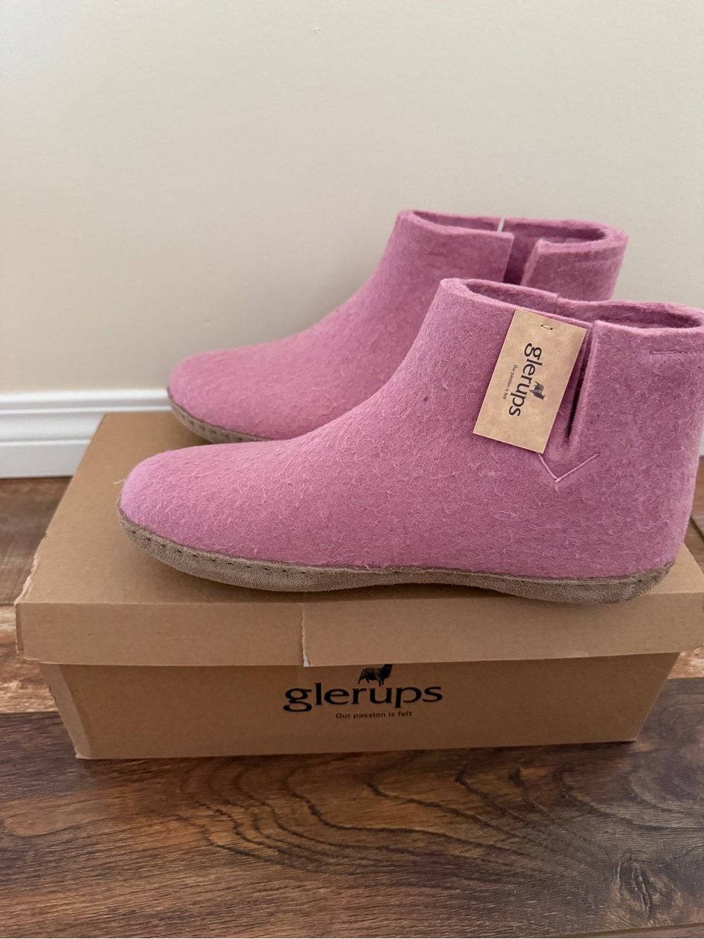 Glerups Women's Pink Wool Slipper Boots